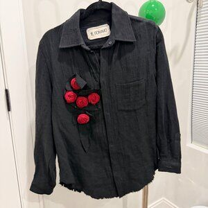 1L SOMMO Black Rose Shirt Men Size S